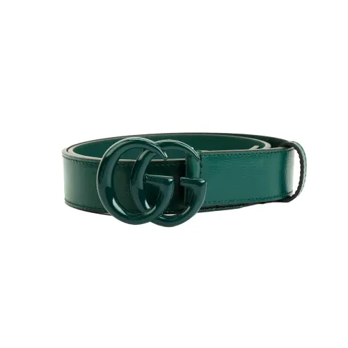 GUCCI GG Marmont Leather Belts Men's Green Width 3cm
