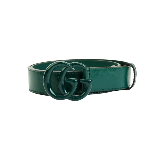 GUCCI GG Marmont Leather Belts Men's Green Width 3cm