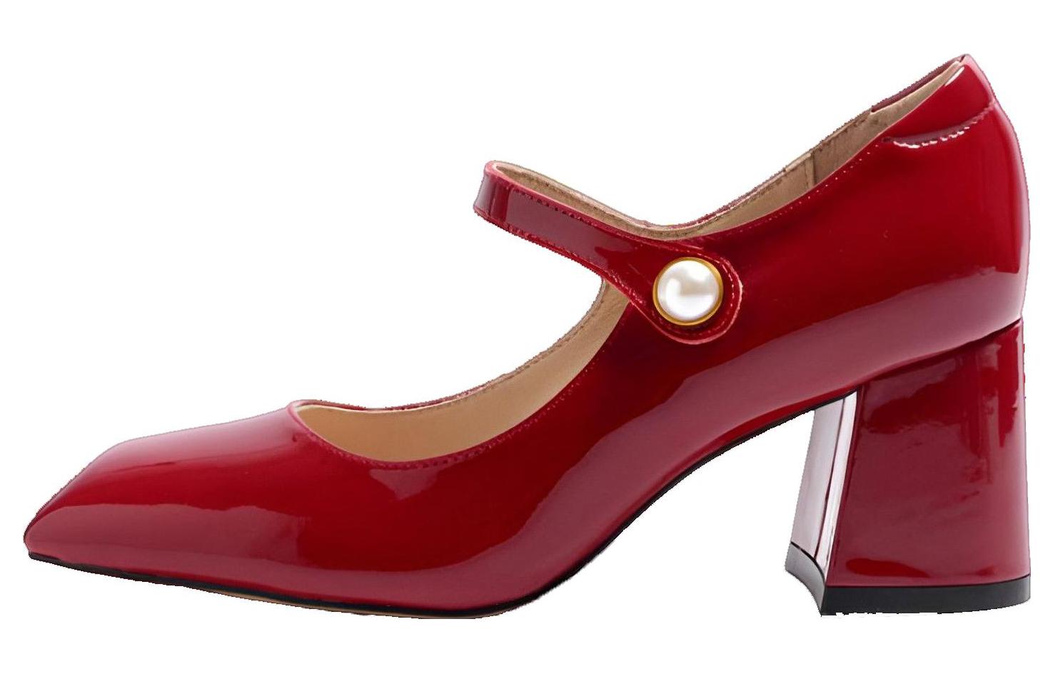 STEVE MADDEN /Симеден популярный широкий каблук на высоком каблуке Обубое каблук высокая 7cm женский красный