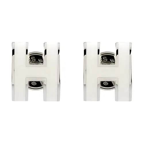 HERMES POP H Metal Stud Earrings Women's