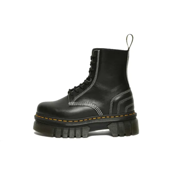 Dr.Martens Audrick 8-eye White Stitch Leather Platform Boots 'Black'