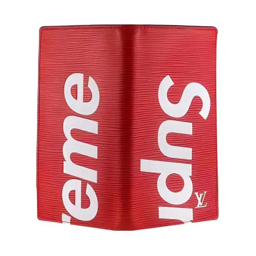LOUIS VUITTON Supreme Collaboration Zippy Cow Leather Wallet Men's Red