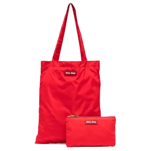 MIU MIU Nylon Fabric Tote Bag, Shopping Bag, Handbag Women's Red