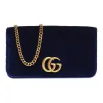 GUCCI Marmont Leather Crossbody Bag Mini Women's Dark Blue