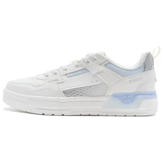 XTEP Cushioning Wear-Resistant Low-Top Skateboard Shoes Women's White Blue