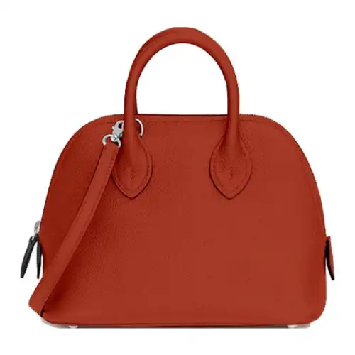 HERMES Bolide Evercolor Calfskin Bowling Bag, Handbag, Shoulder Bag, Crossbody Bag Mini Women's Brick Red/Caramel
