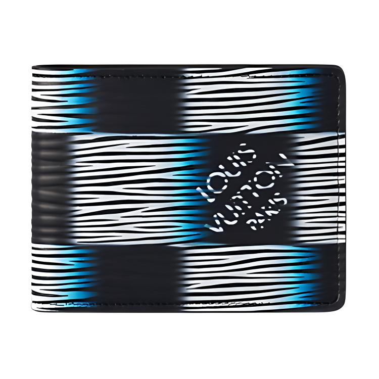 LOUIS VUITTON Slender Leather Wallet Men's Dark Blue & White