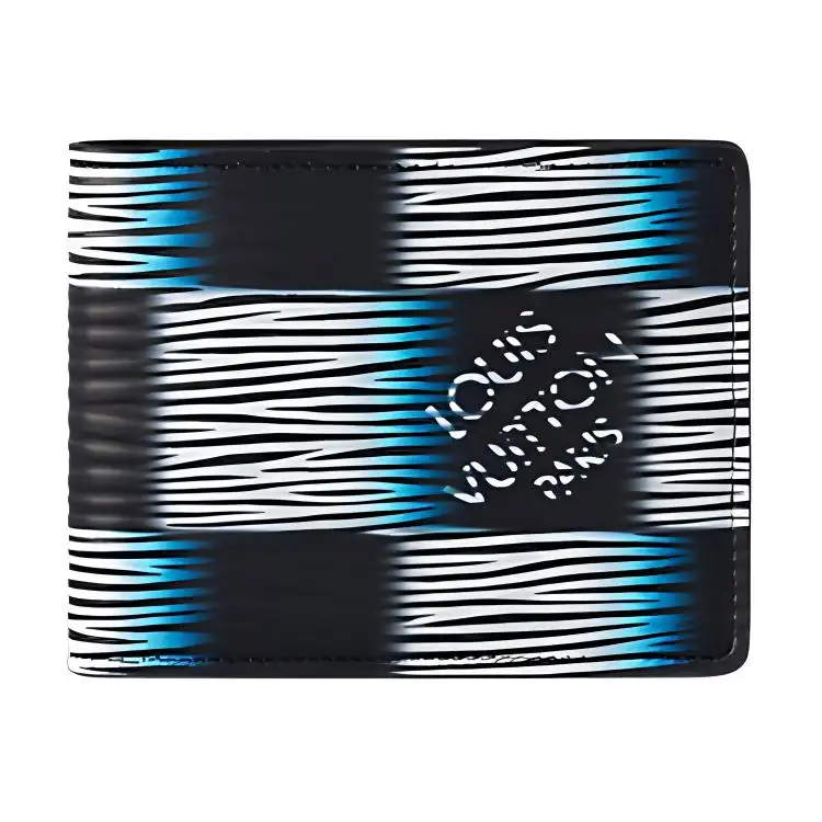 LOUIS VUITTON Slender Leather Wallet Men's Dark Blue & White