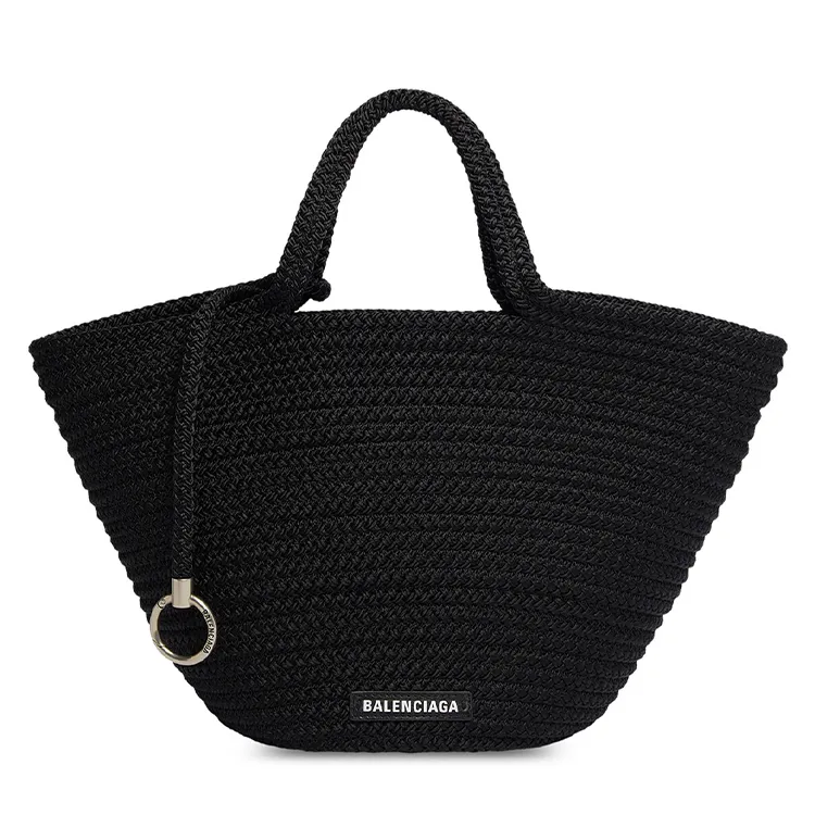 Balenciaga IBIZA Nylon With Lambskin Basket Bag Handbag Medium Women's Black