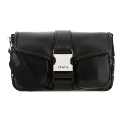 PRADA Leather Shoulder Bag Women's Black