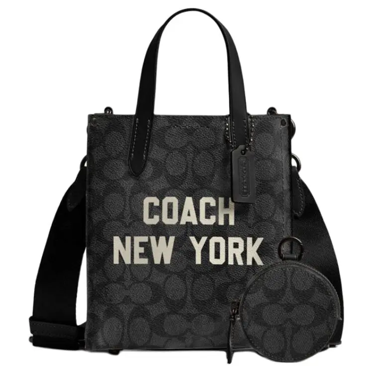 COACH Relay Artificial Leather Tote Bag, Shopping Bag, Handbag Small Women's Black