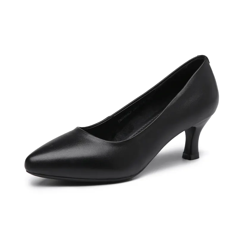 AOKANG women's shoes, simple and fashionable commuting pumps, pointed toe, wine glass heels, high heels, women's models