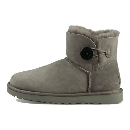 UGG Mini Bailey Button Ii Boot Fleece Lined Gray Women's