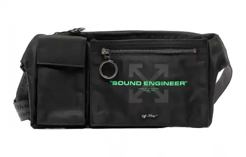 OFF WHITE Nylon Fabric Sling Bag, Fanny Pack Men's Black