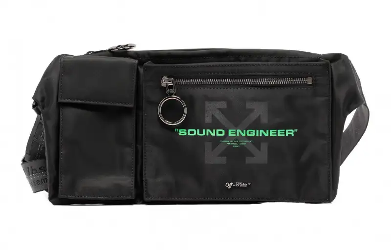 OFF WHITE Nylon Fabric Sling Bag, Fanny Pack Men's Black