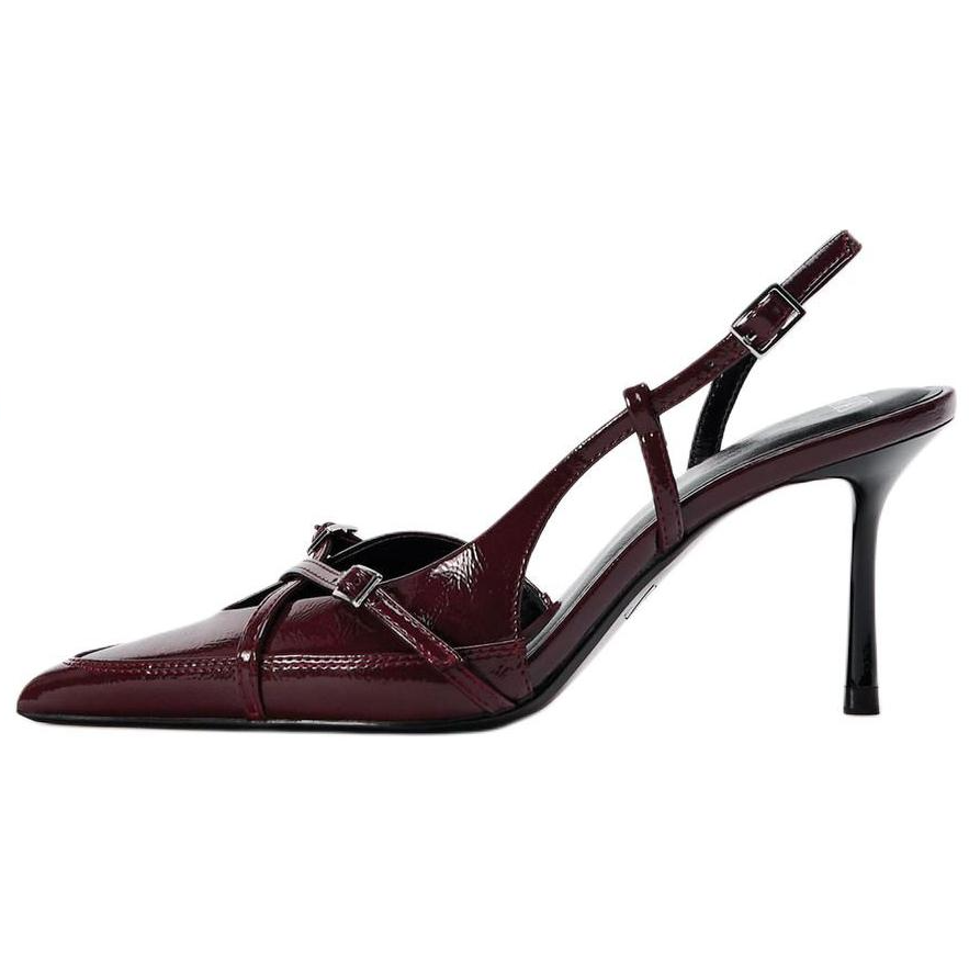 ZARA Кожзаменитель популярный прогрессивный на высоком каблуке обувь женский бордовый