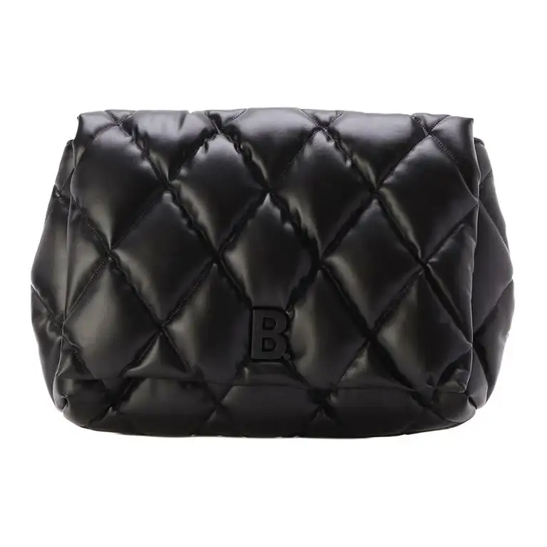 Balenciaga Magnetic Closure Calfskin Clutch Large Women's Black