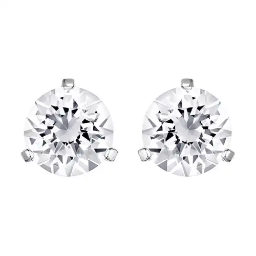 Swarovski Element Stud Earrings Women's White Gold-Plated Color