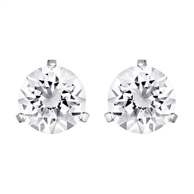 Swarovski Element Stud Earrings Women's White Gold-Plated Color