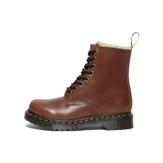 Dr.Martens 1460 Serena Faux Fur Lined Leather Lace Up Boots 'Tan' Women's