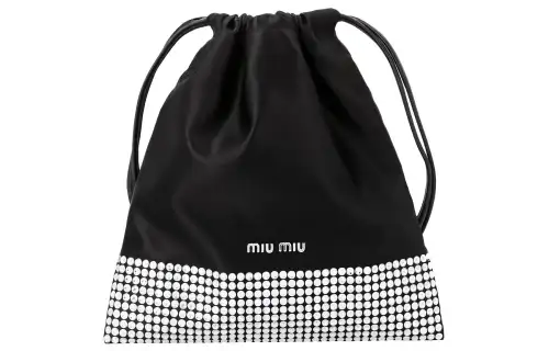 MIU MIU Crystal Satin Clutch Women's Black
