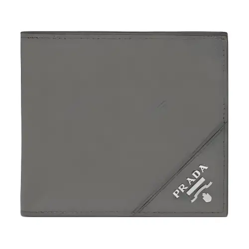 PRADA Saffiano Cow Leather Wallet Men's Light Gray