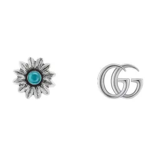 GUCCI Sterling Silver Gg Marmont Flower Earrings