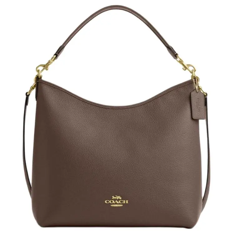 COACH Laurel Cow Leather One Shoulder Handbag Large Women's Dark Umber