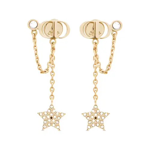 DIOR Faux Crystal Earrings Women's Gold