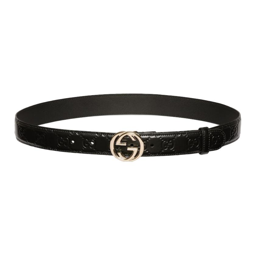Женский ремень Gucci Interlocking G (черный)