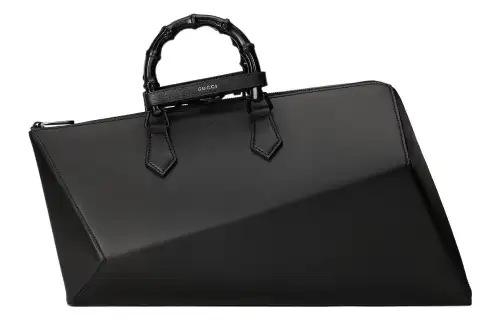 GUCCI Leather Handbag Travel Bag Men's Black