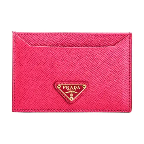 PRADA Saffiano Leather Card Holder Women's Pink