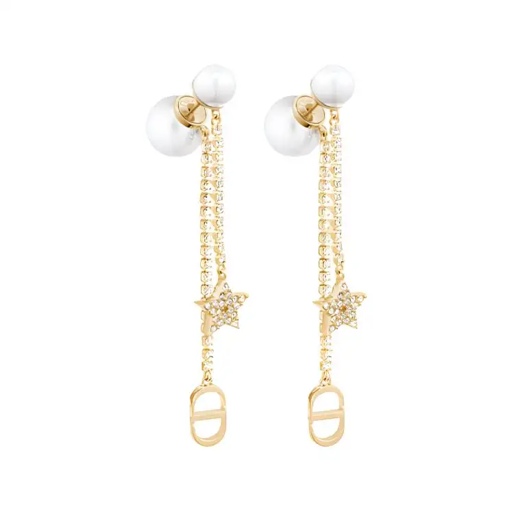 DIOR Metal, Faux Crystal, Resin Earrings Women's