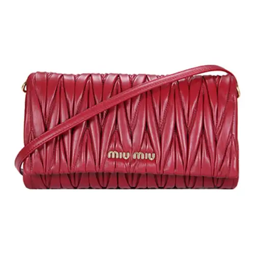 MIU MIU Sheepskin Shoulder Bag, Crossbody Bag Women's Red