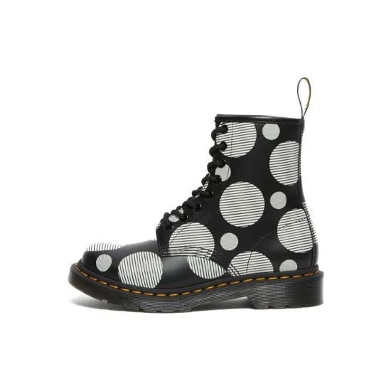 Dr.Martens 1460 Polka Dot Smooth Leather Lace Up Boots 'Black' Women's