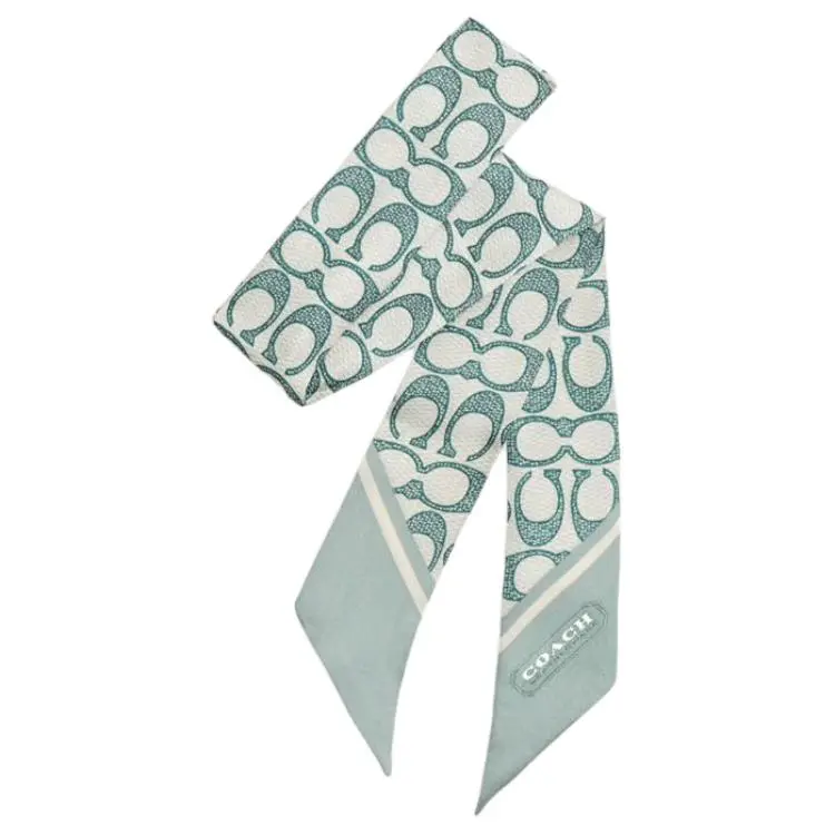 COACH Mulberry Silk Scarves Unisex Green