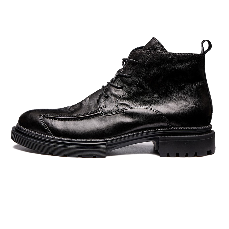 Brounvanm First-layer cowhide men's leather boots genuine leather high-top short boots thick-soled business work boots men's boots leather shoes short-tube Martin boots 4cm men's style