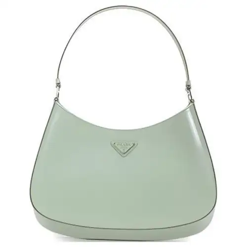 PRADA Leather Crescent Bag, Shoulder Bag, Handbag Women's Aqua Green