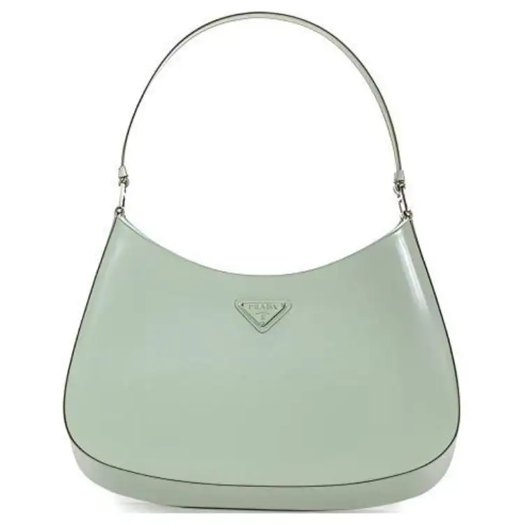 PRADA Leather Crescent Bag, Shoulder Bag, Handbag Women's Aqua Green