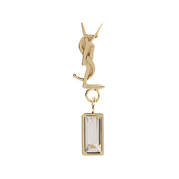 SAINT LAURENT YSL, brass glass golden earrings, with your logo imprint, print