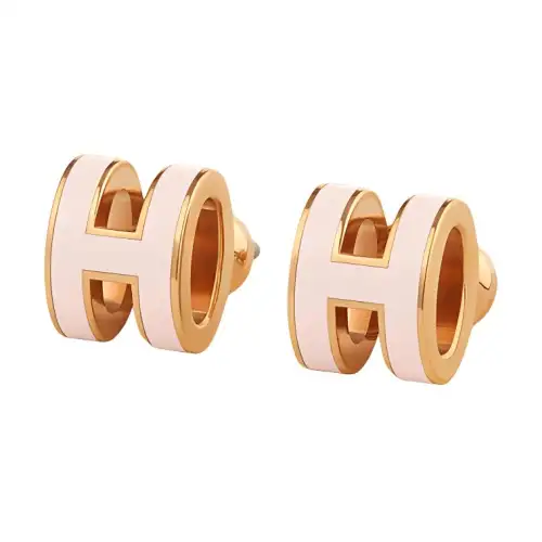 HERMES POP H Gold Plated Stud Earrings Women's