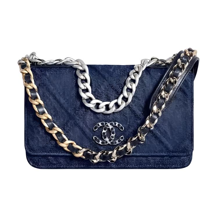 Женская сумка Chanel 19 Bag WOC (темно-синяя)