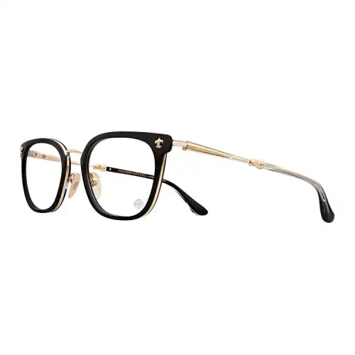 Chrome Hearts Plate And Metal Square Eyeglass Frames Unisex Black