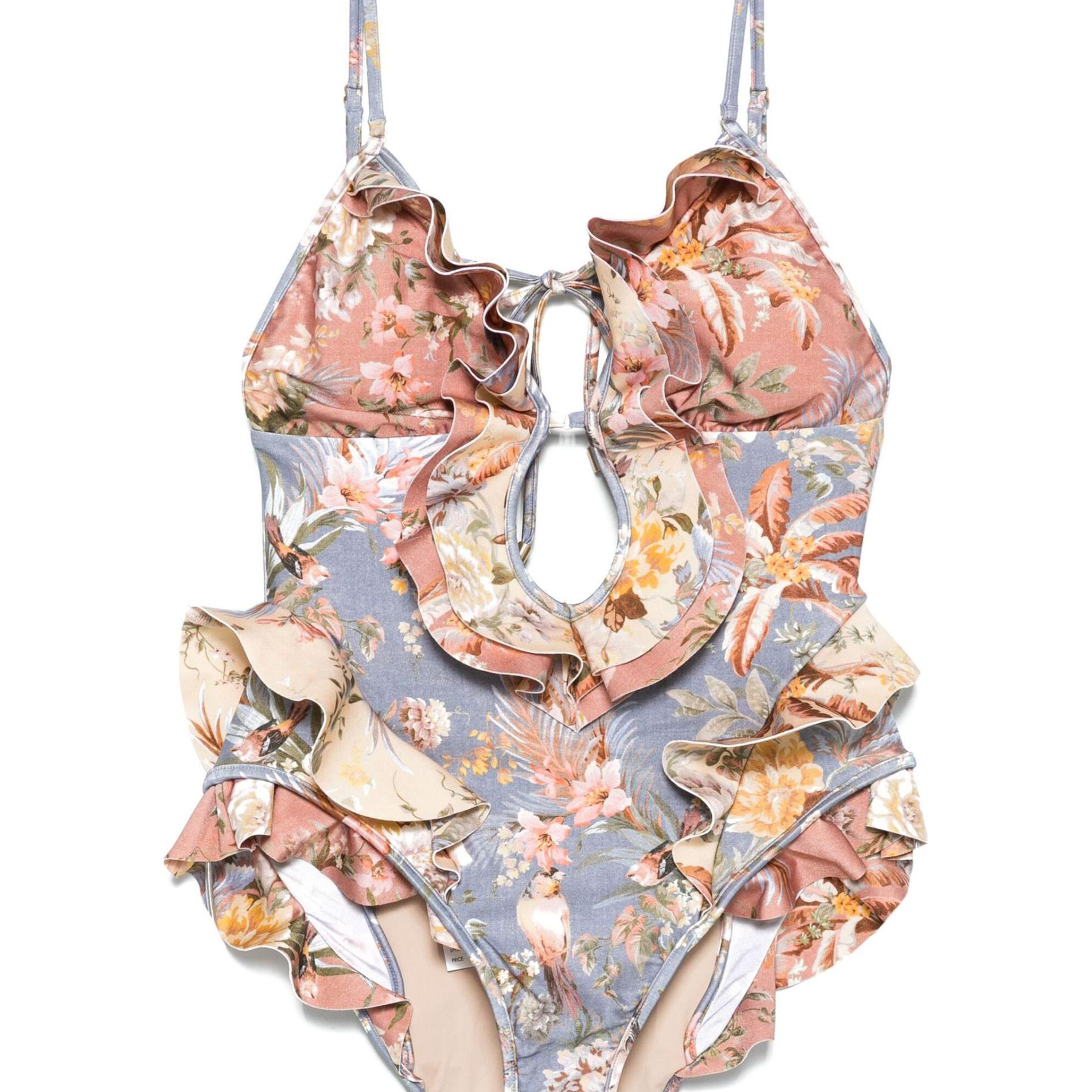 Zimmermann Tallow Waterfall Frill Swimsuit