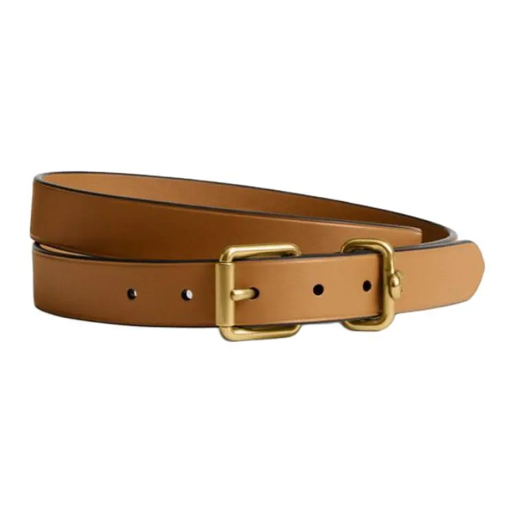 COACH Cow Leather Belts Women's Brown Width 2.5cm