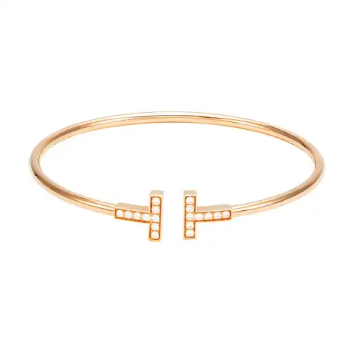 TIFFANY & CO. Pre Owned 10s 18K Rose Gold T Wire Diamond Bracelet