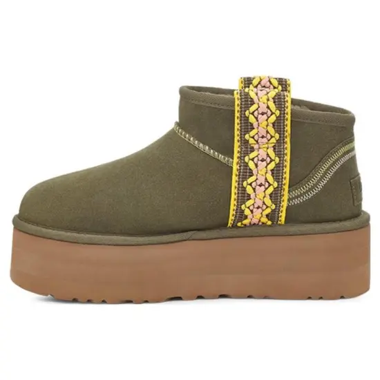 UGG Classic Ultra Mini Braid Plat 'Olive Green' Women's