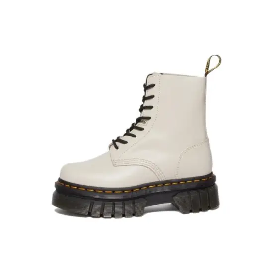 Dr.Martens Audrick Nappa Leather Platform Ankle Boots 'Cobblestone Grey' Women's