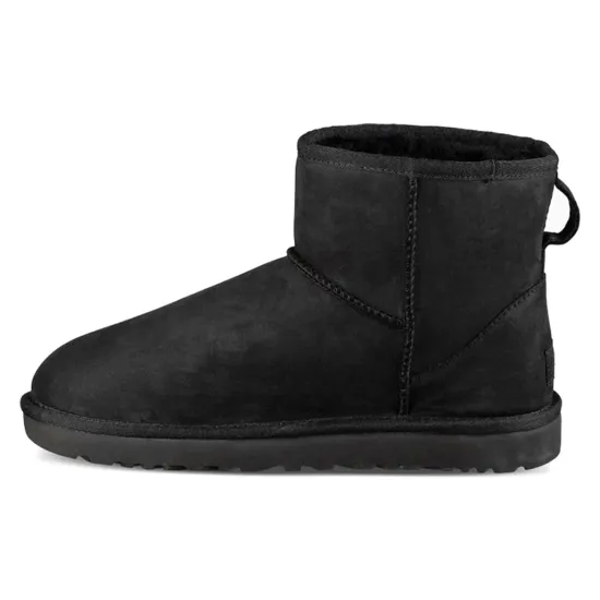 UGG Classic Mini Leather Snow Boots Black Women's