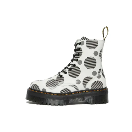 Dr.Martens Jadon Polka Dot Smooth Leather Platform Boots 'White Black' Women's